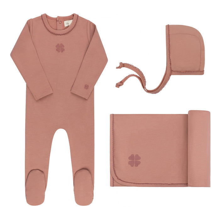 Baby Girl Layette Set – Pink – Embroidered Clover