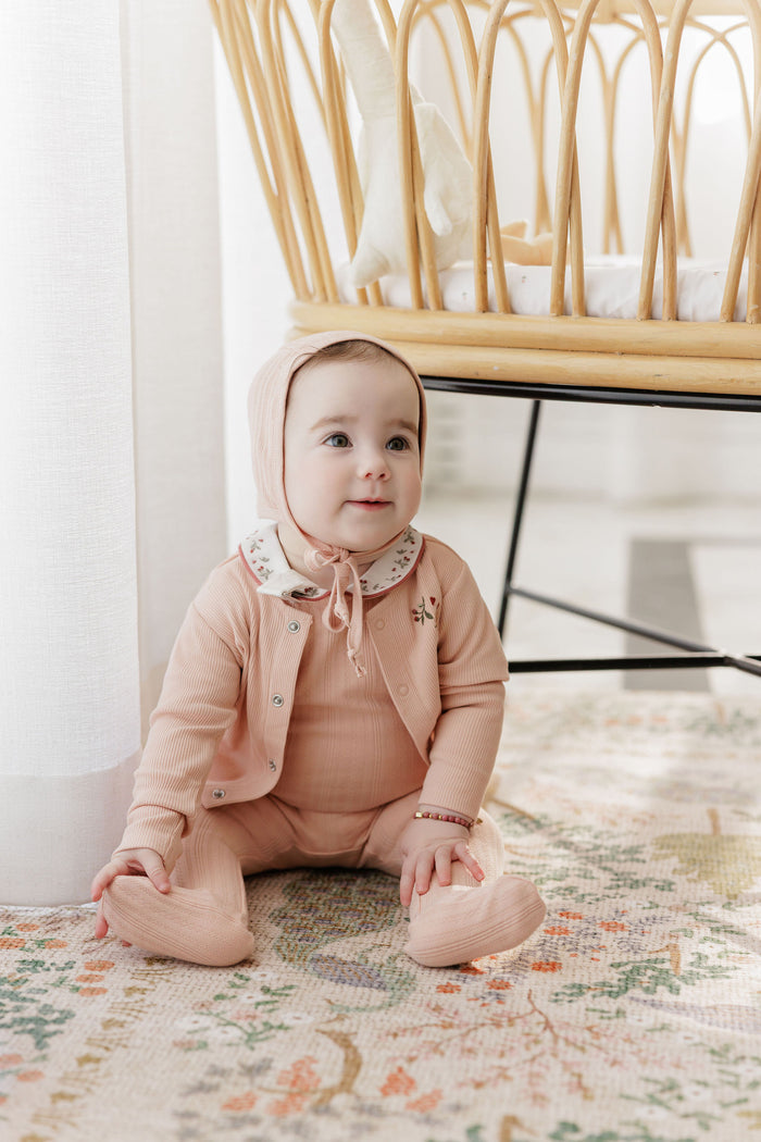 Baby Girl Layette Set – Pink – Embroidered Collar