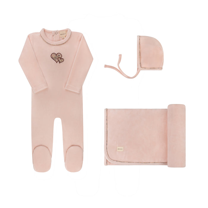 Baby Girl Layette Set – Pink – Embroidered Liberty
