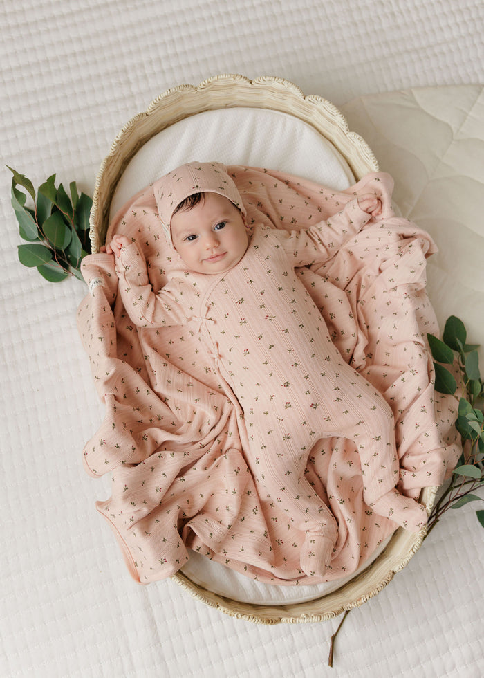 Baby Girl Layette Set – Pink – Floral Pointelle