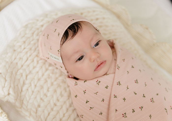 Baby Girl Layette Set – Pink – Floral Pointelle