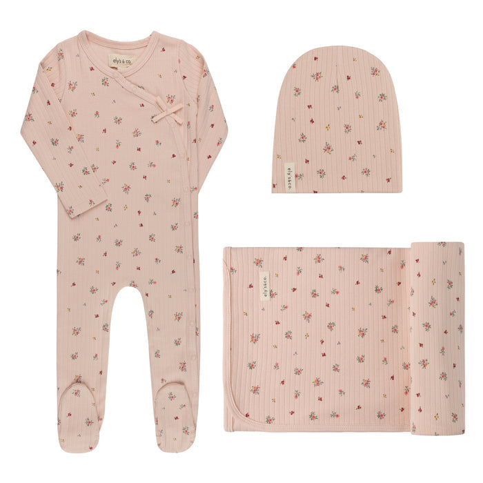 Baby Girl Layette Set – Pink Floral – Printed Floral Star