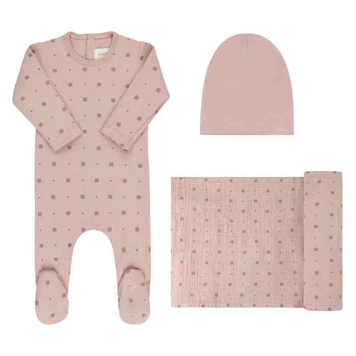 Baby Girl Layette Set – Pink – Geometric Floral