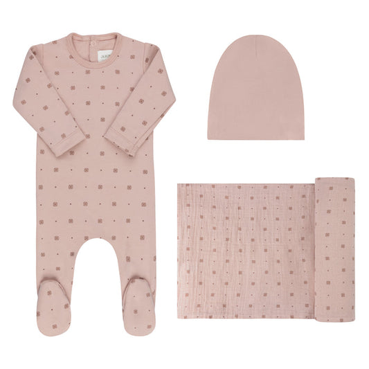 Baby Girl Layette Set – Pink – Geometric Floral