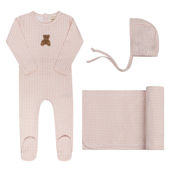 Baby Girl Layette Set – Pink – Gingham Teddy