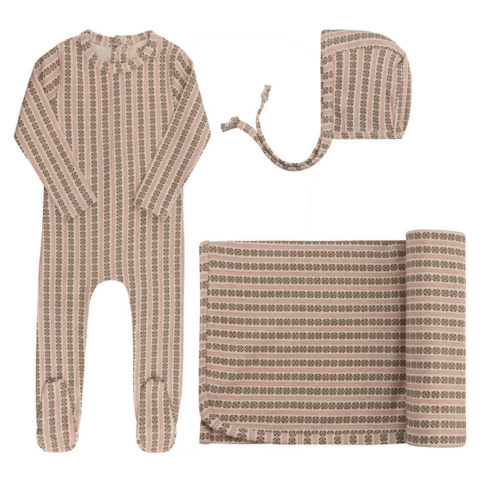 Baby Girl Layette Set – Pink – Linear Leaf