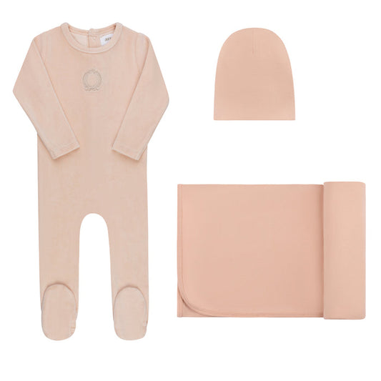 Baby Girl Layette Set – Pink – Metallic Crest
