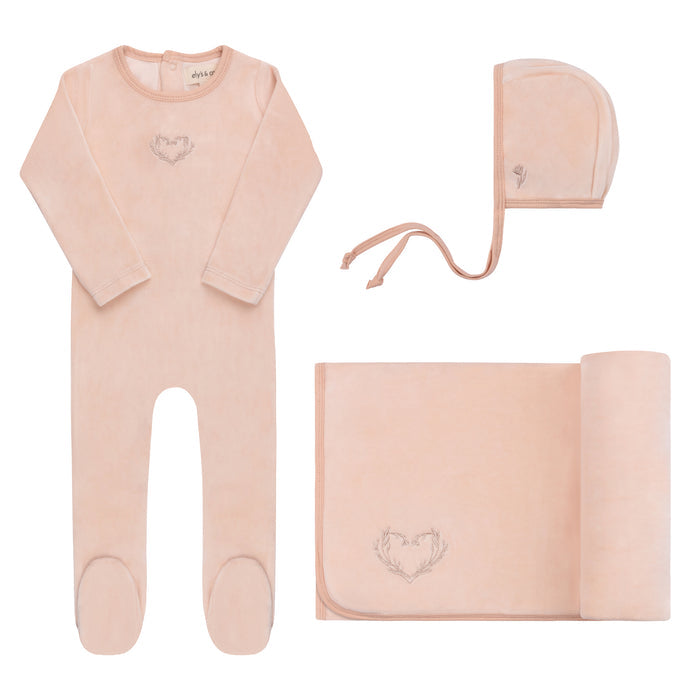 Baby Girl Layette Set – Pink – Metallic Wreath