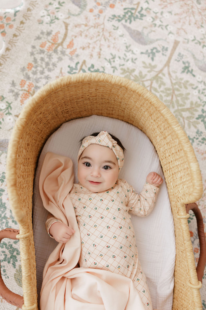 Baby Girl Muslin Swaddle Blanket 2-Pack - Pink - Floral Grid