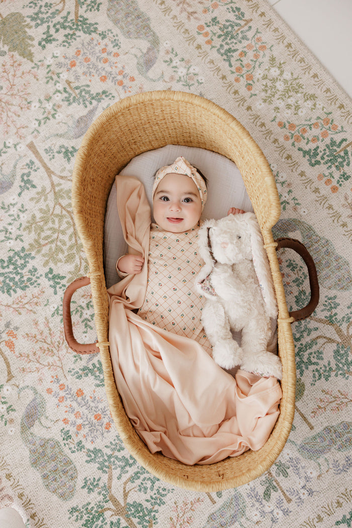 Baby Girl Muslin Swaddle Blanket 2-Pack - Pink - Floral Grid