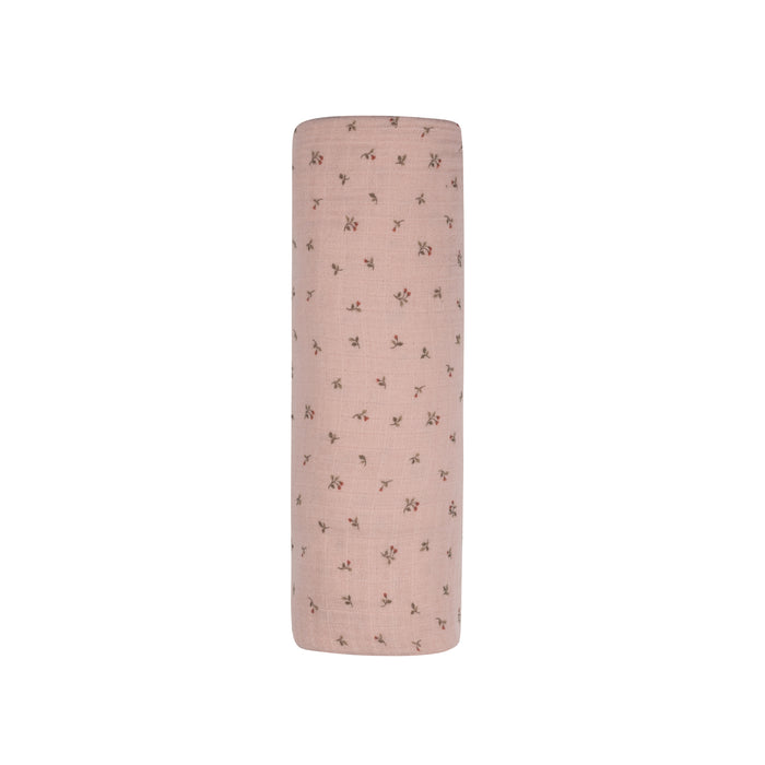 Baby Girl Muslin Swaddle Blanket – Pink – Embroidered