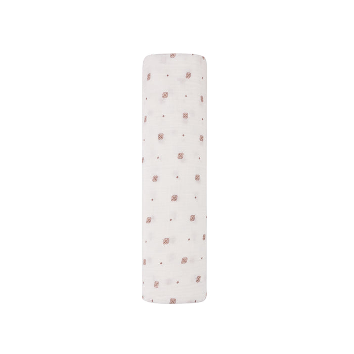 Baby Girl Muslin Swaddle – Ivory Girl – Geometric Floral