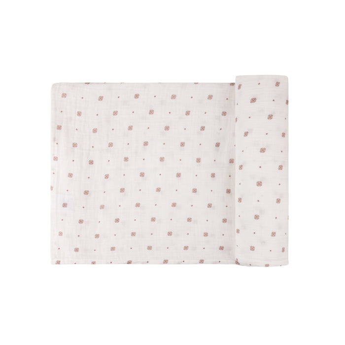 Baby Girl Muslin Swaddle – Ivory Girl – Geometric Floral