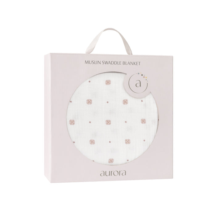 Baby Girl Muslin Swaddle – Ivory Girl – Geometric Floral