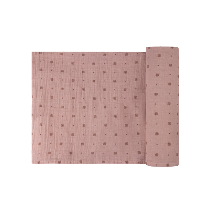 Baby Girl Muslin Swaddle – Pink – Geometric Floral
