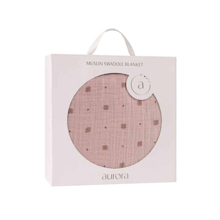 Baby Girl Muslin Swaddle – Pink – Geometric Floral