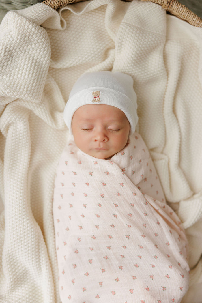 Baby Girl Muslin Swaddle – Pink – Rosebud