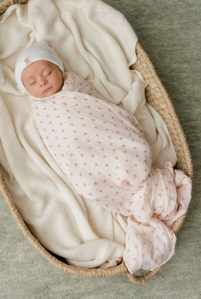 Baby Girl Muslin Swaddle – Pink – Rosebud