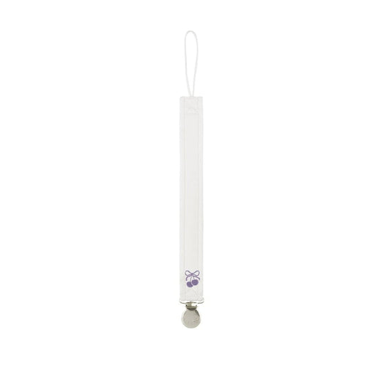 Baby Girl Paci Clip – Ivory Lilac – Bow Print