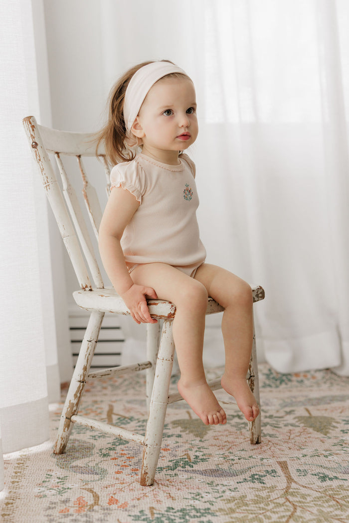 Baby Girl Romper - Pink - Embroidered Florals