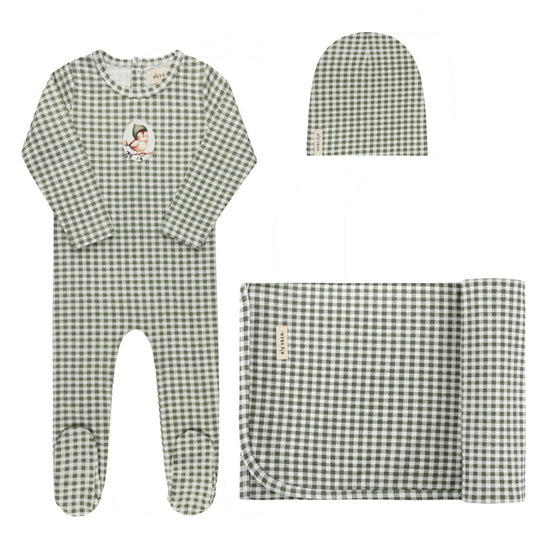 Baby Layette Set - Sage - Gingham Owl