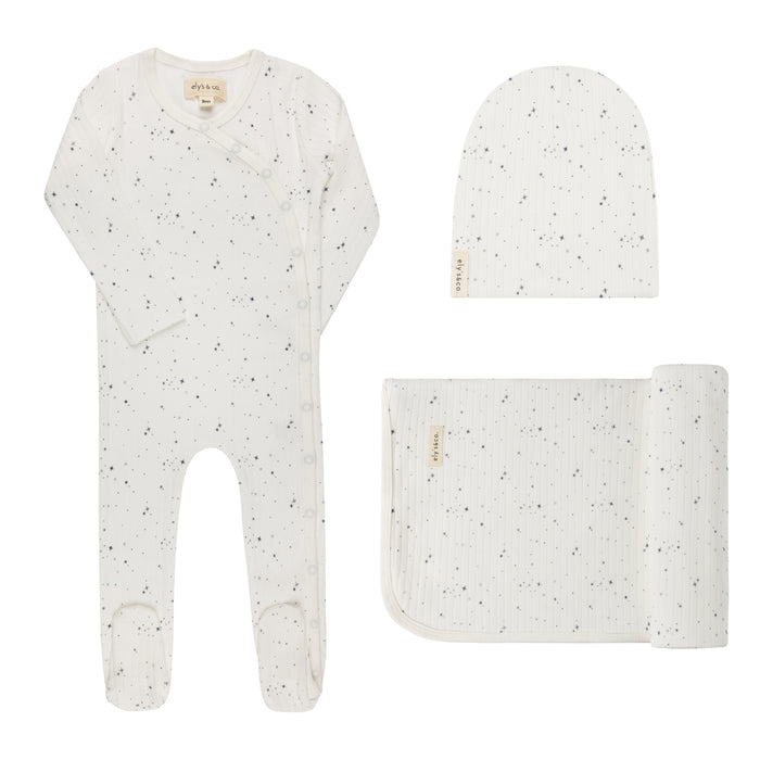 Baby Layette Set – Ivory Stars – Printed Floral Star