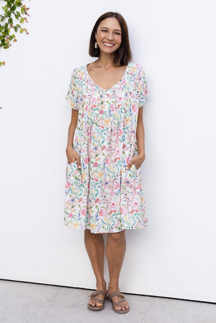 Barry Pink Floral Cotton Button Dress,Lifestyle