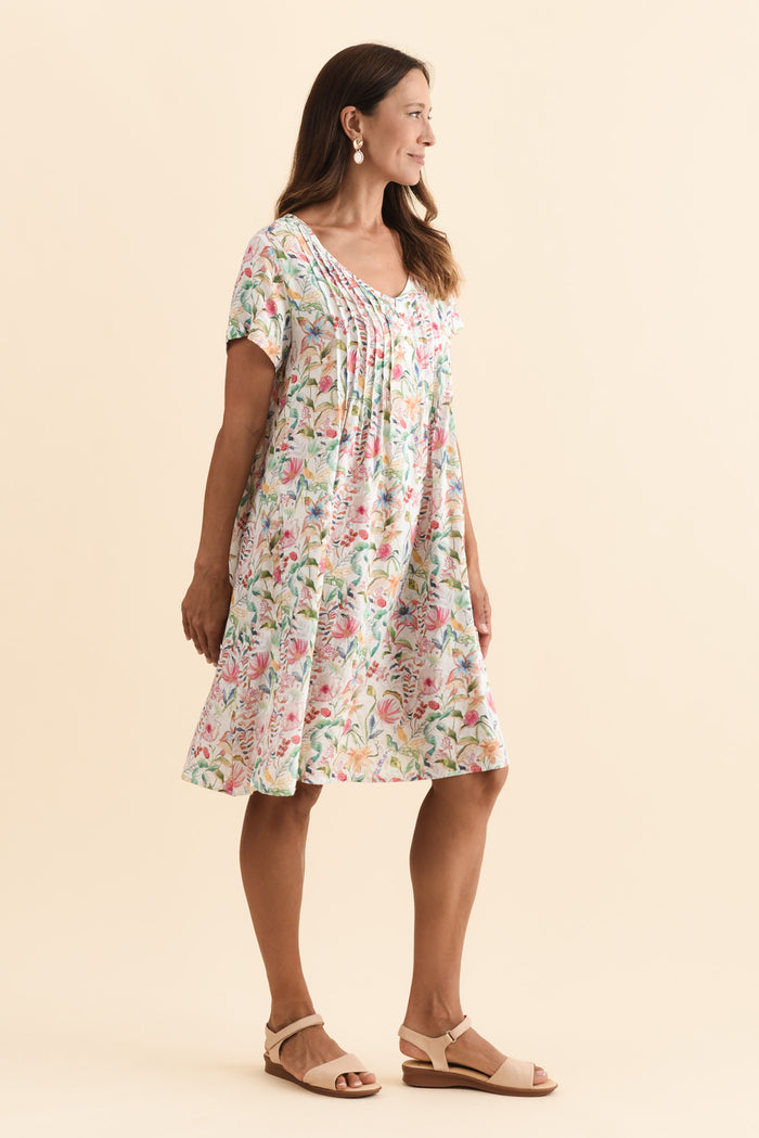 Barry Pink Floral Cotton Button Dress,Brunette model,alt text|model:Cara