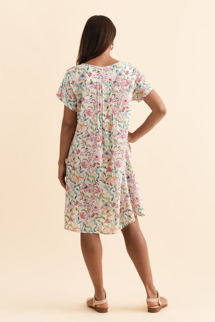 Barry Pink Floral Cotton Button Dress,Brunette model,alt text|model:Cara