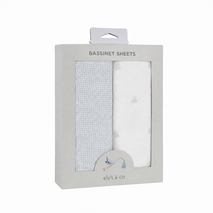 Bassinet Sheets – Blue - Gingham Bear Collection