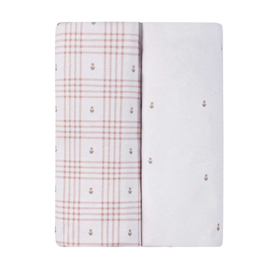 Bassinet Sheets – Pink - Floral Plaid Collection