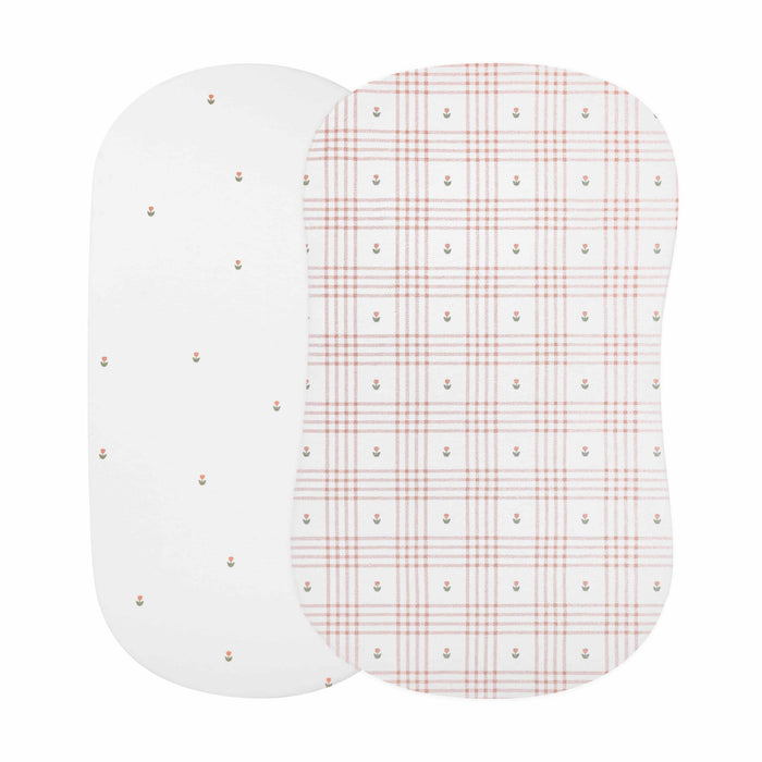 Bassinet Sheets – Pink - Floral Plaid Collection
