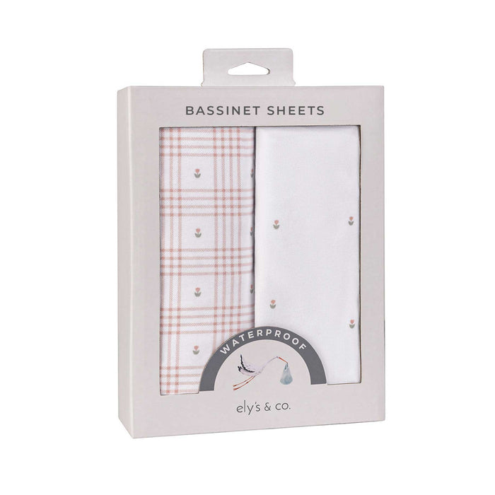 Bassinet Sheets – Pink - Floral Plaid Collection