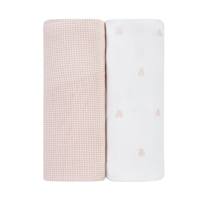 Bassinet Sheets – Pink - Gingham Bear Collection