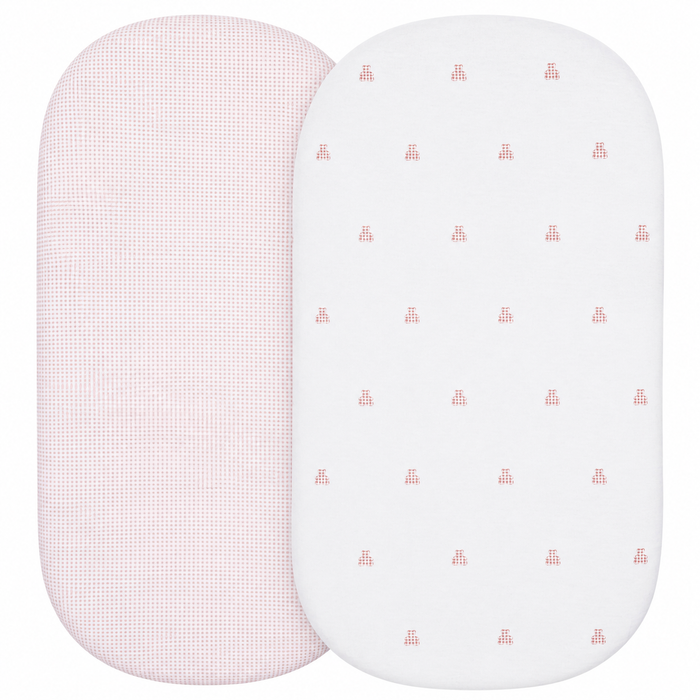 Bassinet Sheets – Pink - Gingham Bear Collection