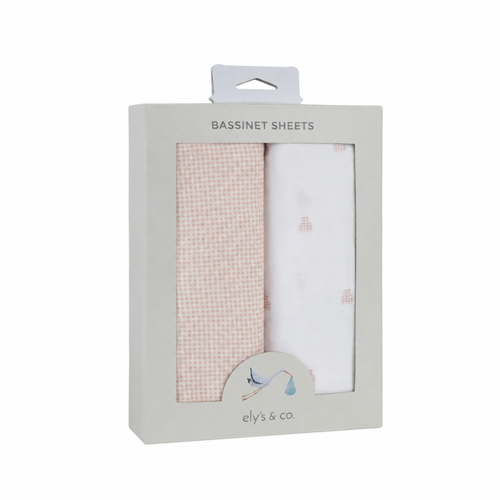 Bassinet Sheets – Pink - Gingham Bear Collection