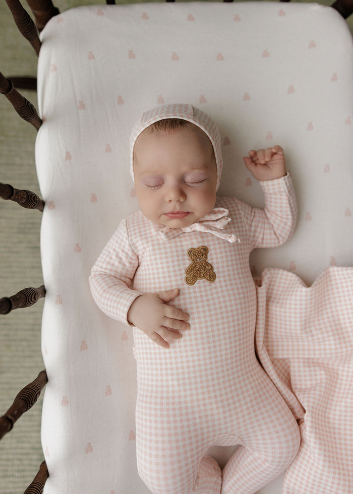 Bassinet Sheets – Pink - Gingham Bear Collection