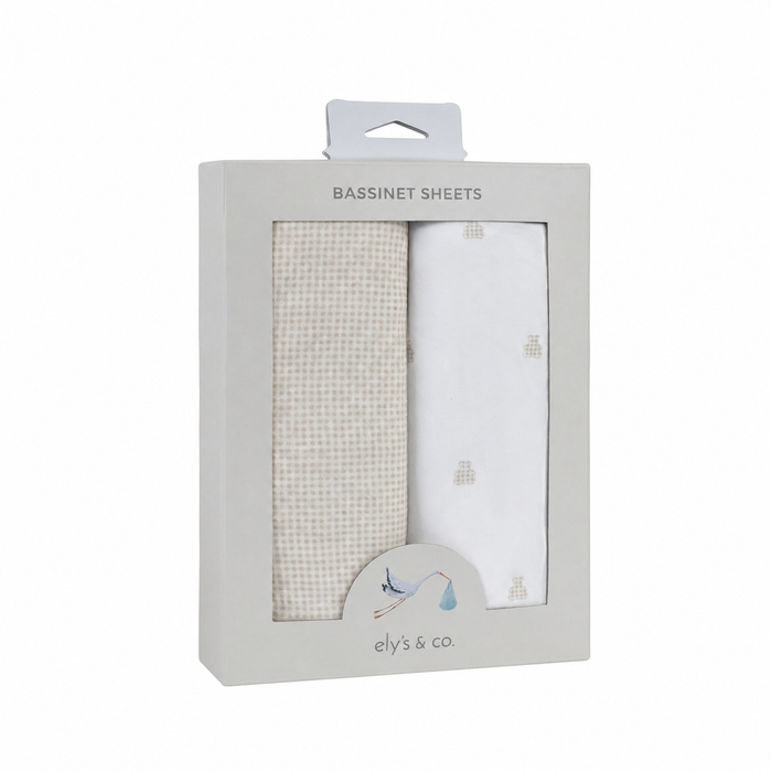 Bassinet Sheets – Tan - Gingham Bear Collection