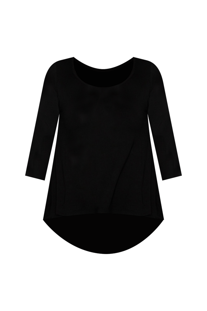 Black Bamboo Hi Lo Hem Top,ghost-mani