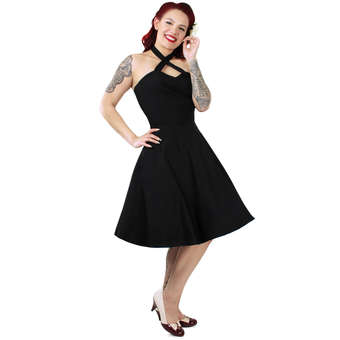 Model wearing dress, Pictured from the side