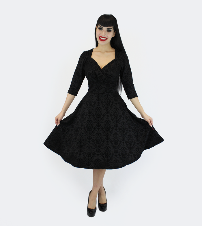 Black Damask Full Circle Dress