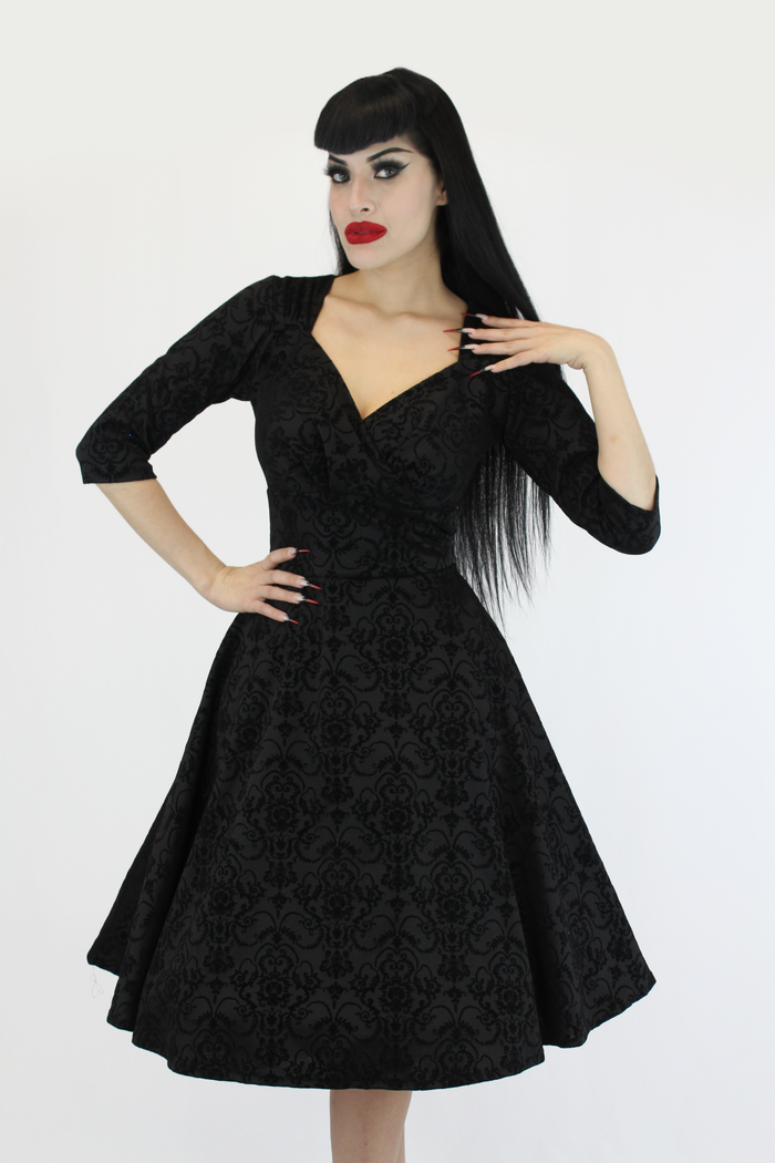 Black Damask Full Circle Dress