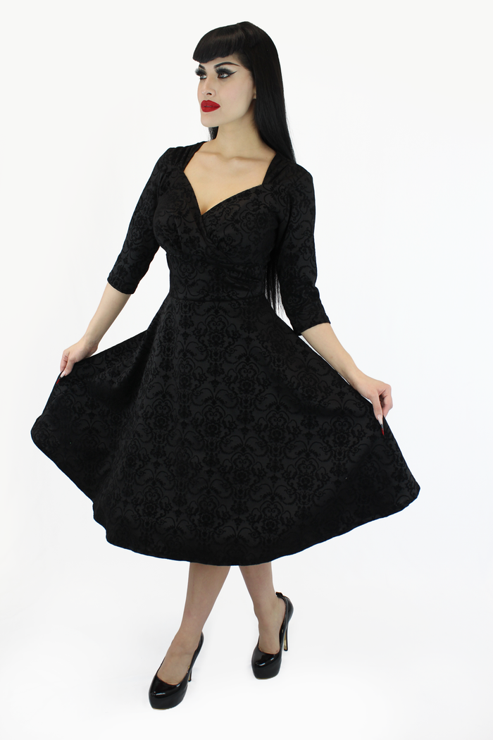 Black Damask Full Circle Dress