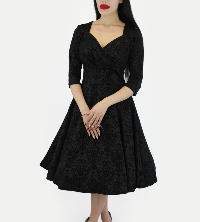 Black Damask Full Circle Dress