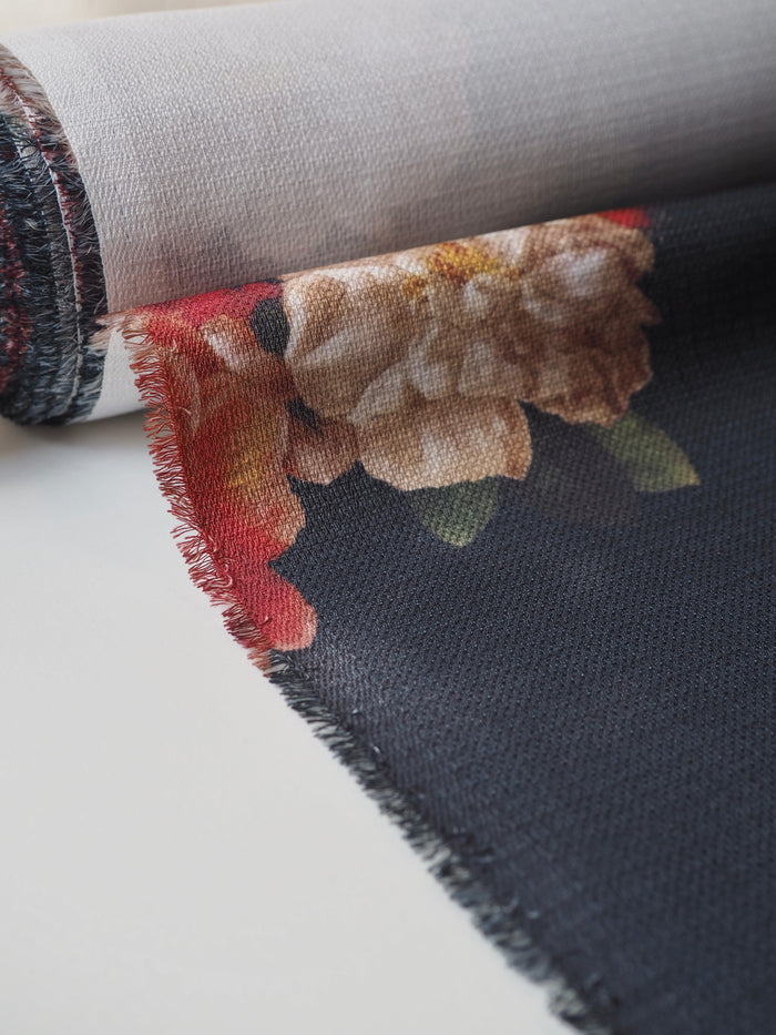 Black Floral Crepe