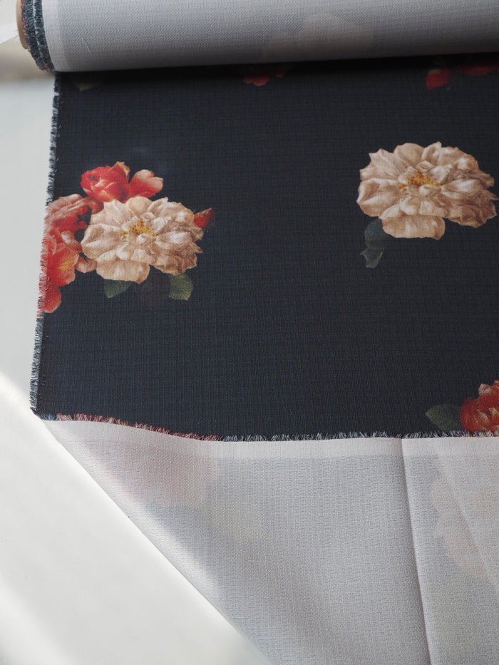 Black Floral Crepe