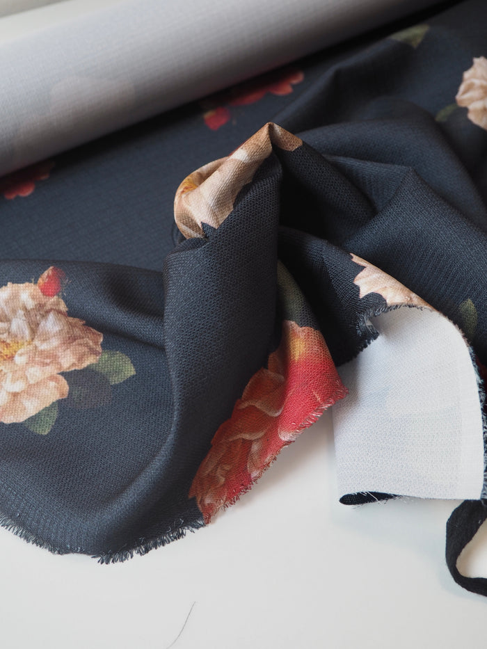 Black Floral Crepe