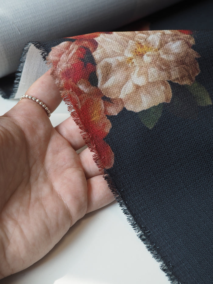Black Floral Crepe