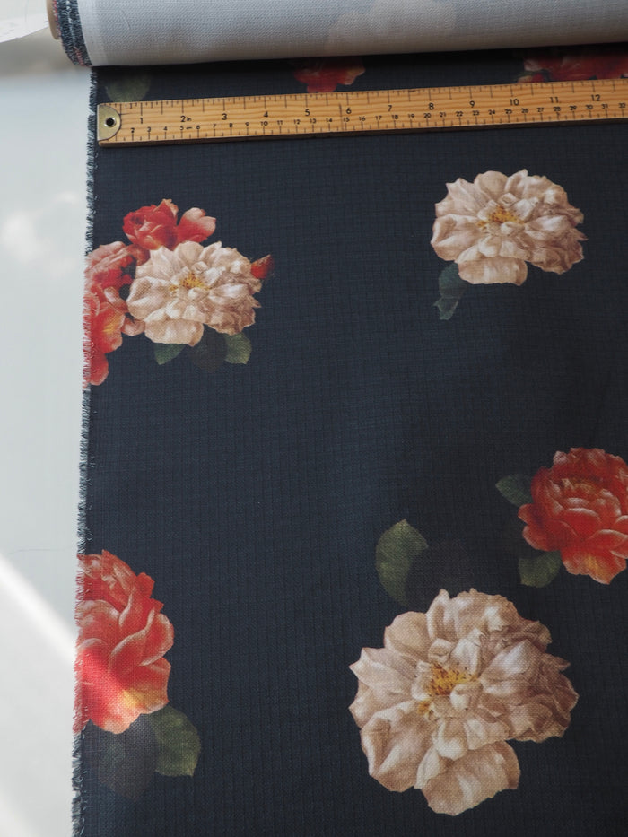 Black Floral Crepe