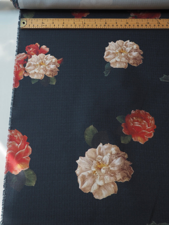 Black Floral Crepe
